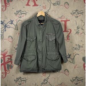 Calvin Klein Green Military Style Studded Jacket XL